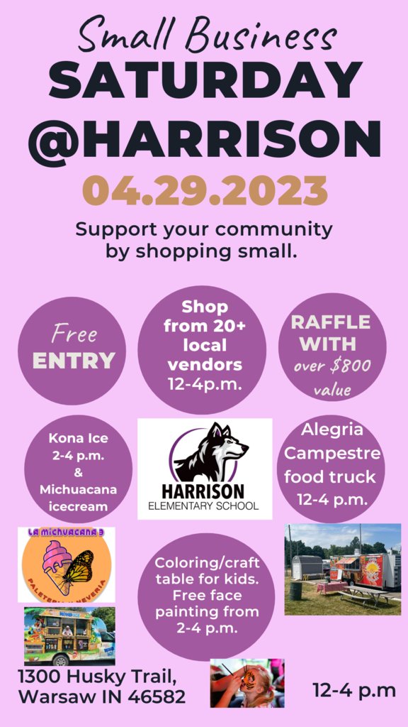 wcs_harrison's tweet photo. Good morning!  You are invited to come visit our 1st Small Business Saturday at Harrison Elementary today from 12-4 pm in our gym.  There are 20+ vendors along with food trucks, snacks, and fun!  We hope to see you there! https://t.co/RNuCxZM5lQ