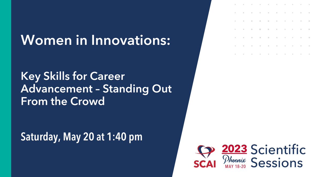 #SCAIWIN session focus at #SCAI2023: Hear from the experts on how to take your career to the next level. This session will include tips and tricks on giving effective presentations, getting published and getting funded. Learn more ➡️ scai.confex.com/scai/2023/meet…