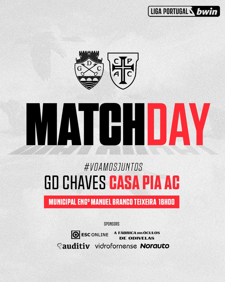 casapiaac's tweet photo. Dia de CASA PIA AC! 🫡
Vamos com tudo, 𝑱𝑼𝑵𝑻𝑶𝑺!
🆚 GD Chaves
⏱ 18h00
📍 Municipal Engº Manuel Branco Teixeira
📺 Sport TV 2
#GDCCPAC #VoamosJuntos https://t.co/Y4aA42csnC