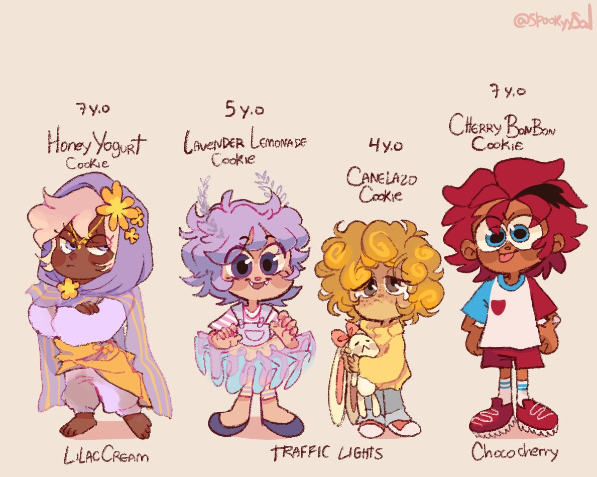 SpookyySal's tweet photo. Hey twt folks, im mostly known in ig for my #CookierunAu so I'll introduce it here too🌼
Its my Family au! Those are all the kids present in the au at the moment (that aren't canon cookies)
The ships are present in the image. (Traffic Lights is a cute name for HerbxSparksxVamps) https://t.co/hn2vvImcMV