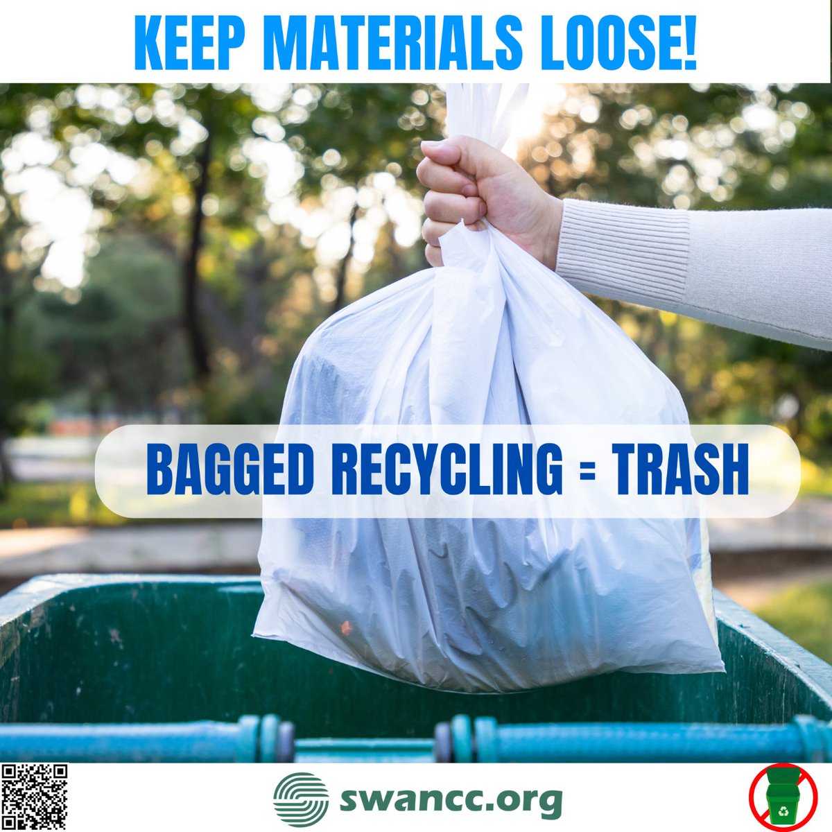 SWANCCTweets's tweet image. Please, Recycle Correctly! Click on the QR Code for Details.
#KeepCrapOutOfTheCart #SWANCC #EarthDay2023 #recyclingeducation #ReduceReuseRecycle