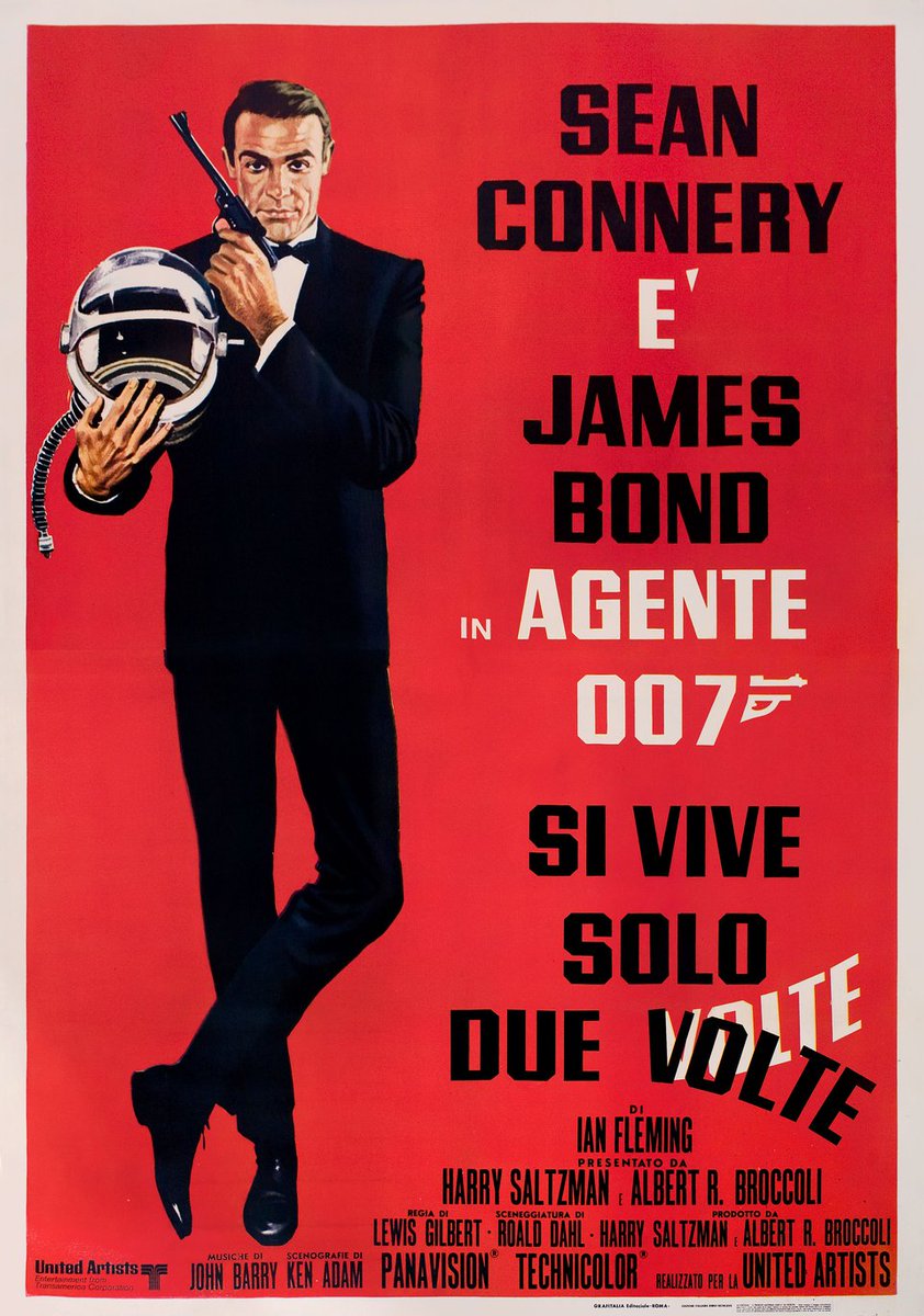 Italian film poster for #YouOnlyLiveTwice (1967 - Dir. #LewisGilbert) #SeanConnery #DonaldPleasence
#JamesBond