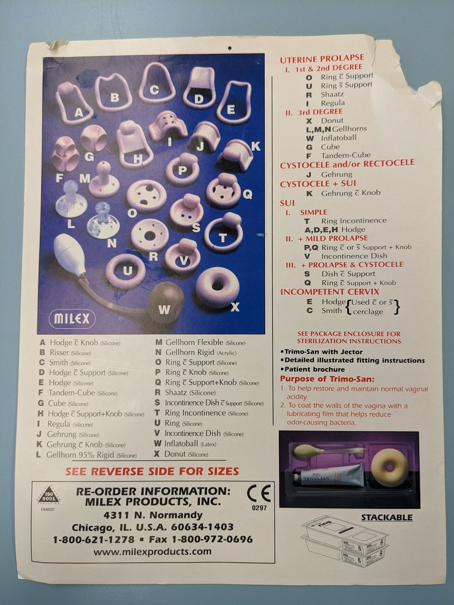 Last week I got to clean a pessary in Gyn clinic!! I also learned that the one labeled X in the photo makes a good dog toy once it's expired. #MedTwitter #MedEd
