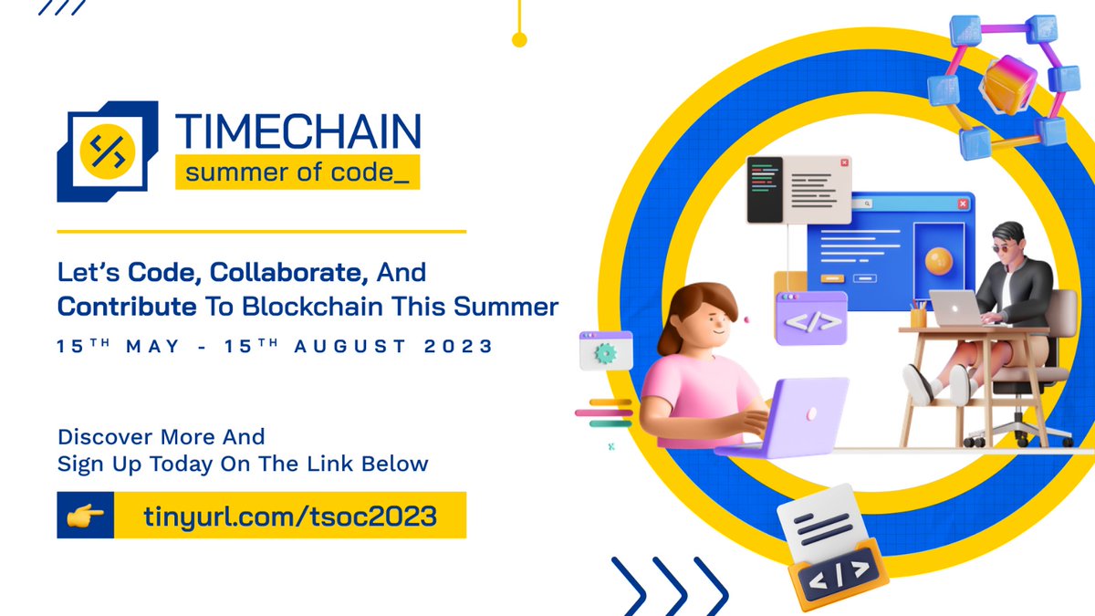 timechainlabs's tweet photo. 1/4 - Timechain Labs presents an exciting opportunity for all enthusiastic students who want to take their coding skills to the next level.
Apply Now - https://t.co/2S4mKxOCgw
@BitcoinAssn @bigblockersc
#TSoC #Timechainsummerofcode #Coders #engineers #web3 #nft #opportunity https://t.co/OyWwIL6b6L
