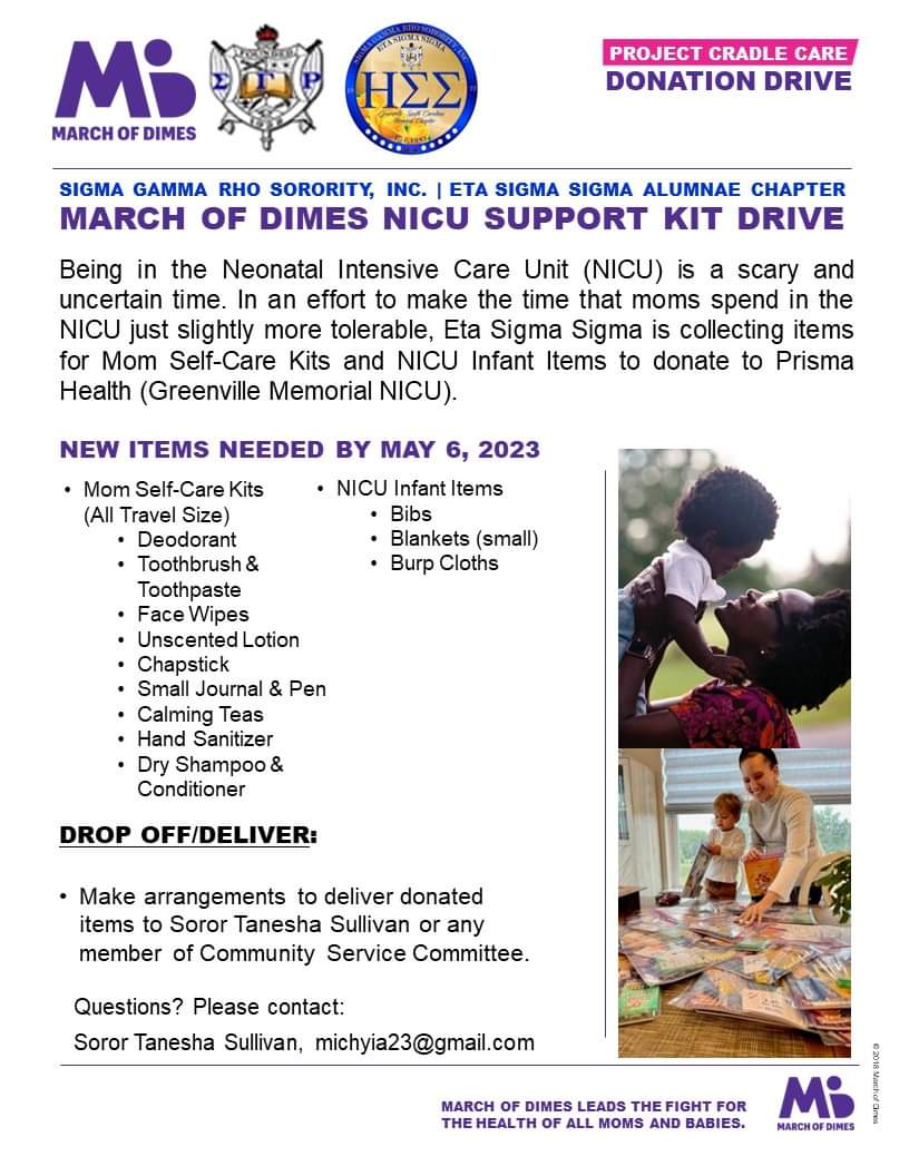 GvilleSCPoodles's tweet image. Project CRADLE Care package assembly is underway, but you still have time to donate!!!

For Moms: Travel size toiletries, comfort items
For Babies: Bibs, small blankets, burp cloths

Donate today!

#ProjectCradleCare
#EtaSigmaSigma
#SigmaGammaRho
#Greater