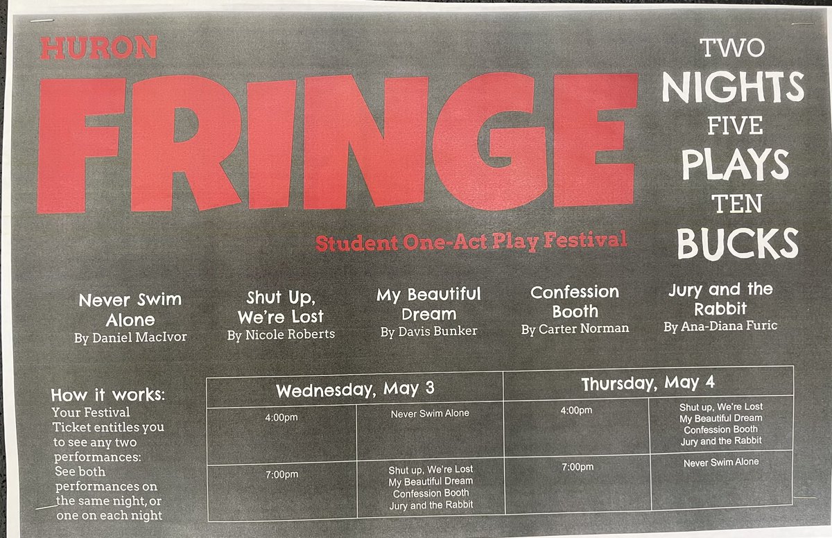 April09786's tweet photo. Performance coming up if anyone wants to come! Huron Fringe Festival! https://t.co/yNymcIQsoF