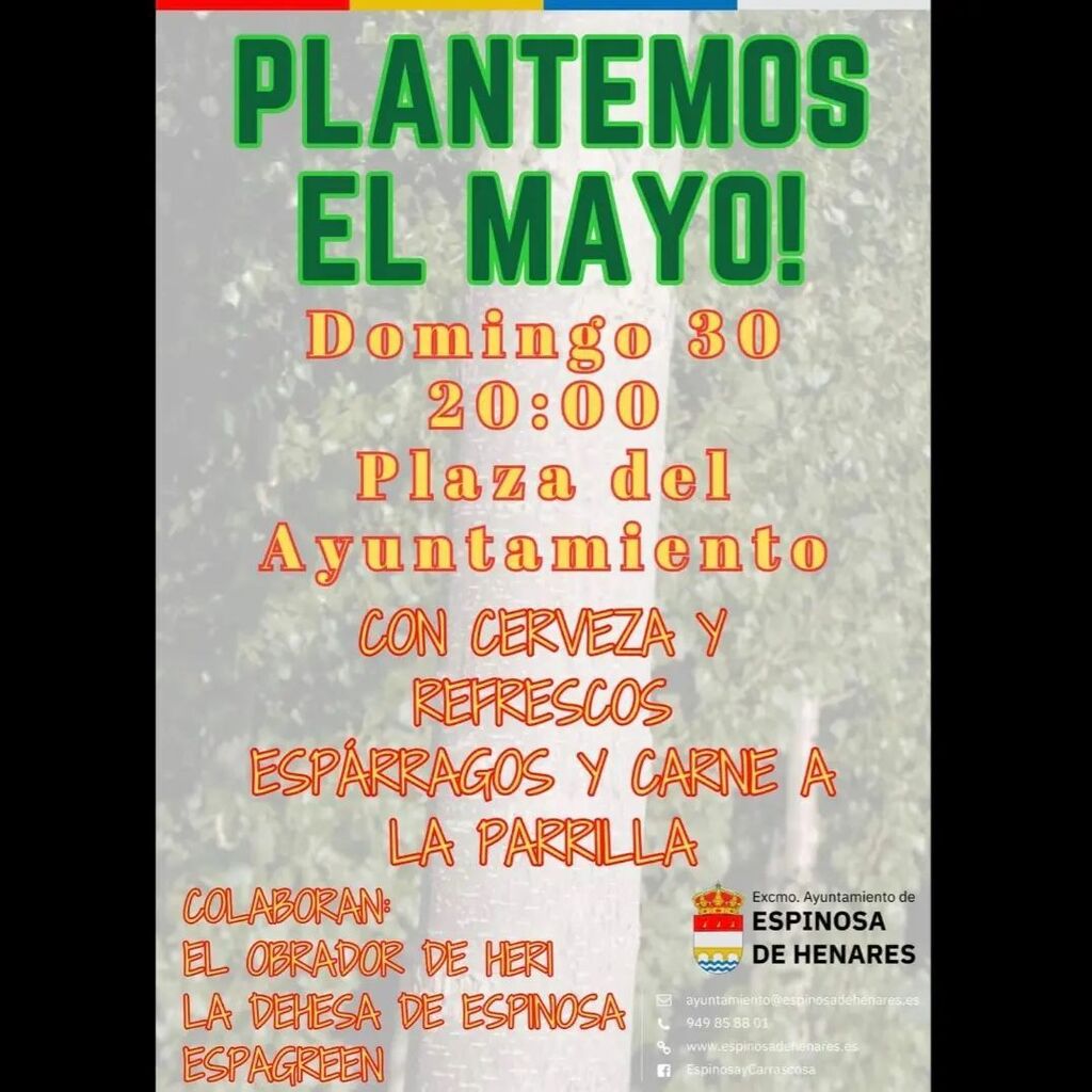 🪵PLANTEMOS EL MAYO

  Nuestras Tradiciones son nuestra Cultura y no podemos dejar que desaparezcan. Este Domingo 30 de Abril a las 20:00 volvamos a Plantar el Mayo en la Plaza del 🏫Ayuntamiento.

  Y porque el 😮‍💨💪🏻esfuerzo lo merece, después disfrut… instagr.am/p/Crnrp4hMSjj/