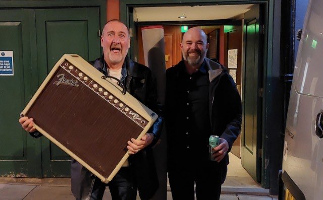marcrileydj's tweet photo. Earning my crust as a roadie for ⁦@richarddawson12⁩ and his fabulous band (Rhodri featured here) at Leeds ⁦@CityVarieties⁩ last night. What a venue! Much love for Nev Clay too! Brilliant night. 🎸💥💙 https://t.co/MPoPNS4jq1