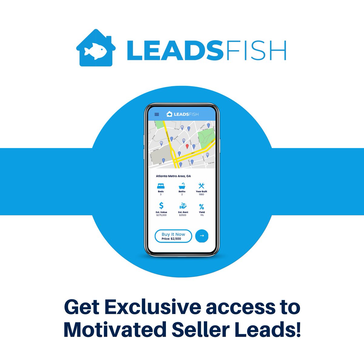 leadsfish's tweet image. Don't settle for mediocre leads. Get exclusive access to high-quality, motivated seller leads with Leads Fish and close more deals. Use code "EarlyAccess" for a $100 discount on your first purchase. #LeadsFishLaunch #RealEstateInvesting #MotivatedSellerLeads
