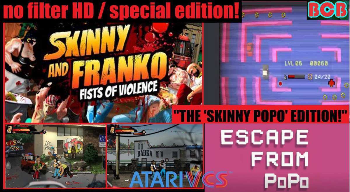 ballistikcoffee's tweet photo. Premiering @ 8a MDT: It's a new #NoFilterHD! The Skinny PoPo Edition! I play #EscapefromPoPo by @metgan_games &amp; #SkinnyandFranko #FistsofViolence by @BlueSunsetGames on the #AtariVCS! Including #gameplay &amp; #commentary! Let's go break some laws! Click here: https://t.co/XYuTNvUwZg https://t.co/E1HcMxvwCA
