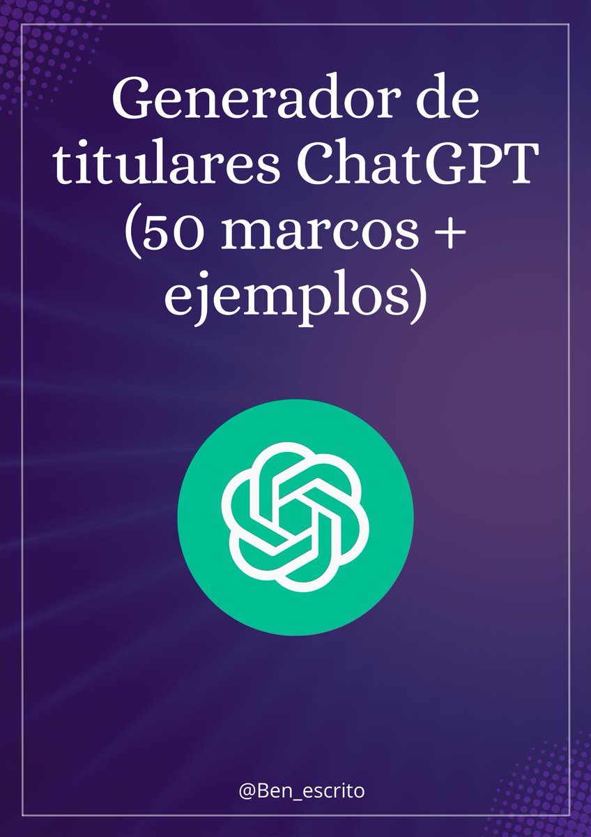 El 80% de los lectores no pasa del titular

Cree titulares atractivos en segundos con mi generador de titulares ChatGPT (50 marcos + ejemplos)

Precio : 20€

🎁Pero te lo doy GRATIS durante 48 horas 

Like , RT y comentar  "quiero" y te lo enviaré por dm.
( Tienes que seguirme )