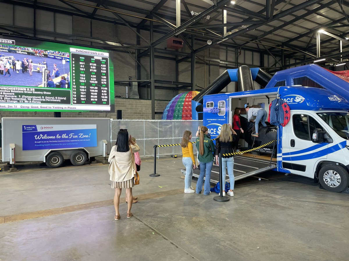 WINforRacing's tweet photo. @RACEIreland’s simulator is popular as ever in the family enclosure @punchestownrace! #futurejockeys https://t.co/IXehRSy3fc