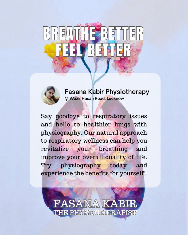 Breathe better, feel better! Say goodbye to respiratory issues and hello to healthier lungs with physiography. 

#respiratorywellness #physiography #breathedeep #naturalhealthcare #healthandwellness #physiotherapytreatment #respiratory #asthma #bronchitis #fasanakabir