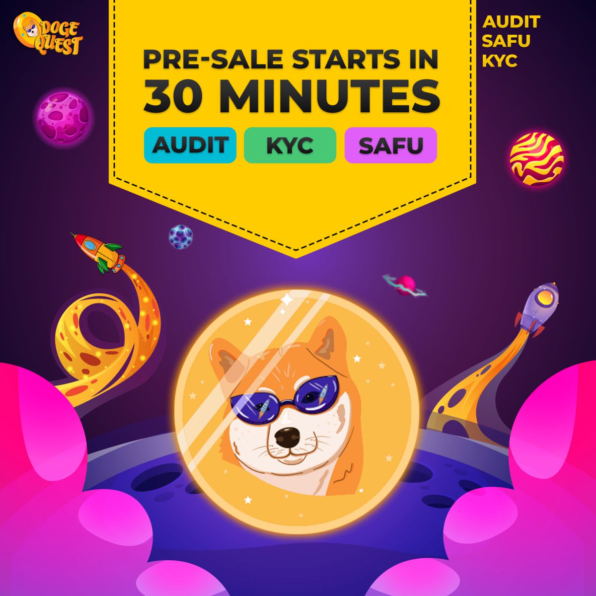 Just 30 minutes left

pinksale.finance/launchpad/0x95…

#presale #pinksale #fairlaunch #dogecoin #dogequest <a href="/elonmusk/">Elon Musk</a> <a href="/pinkecosystem/">PinkSale (Pink Ecosystem)</a> <a href="/CoinsultAudits/">Coinsult - Audits & Development</a>