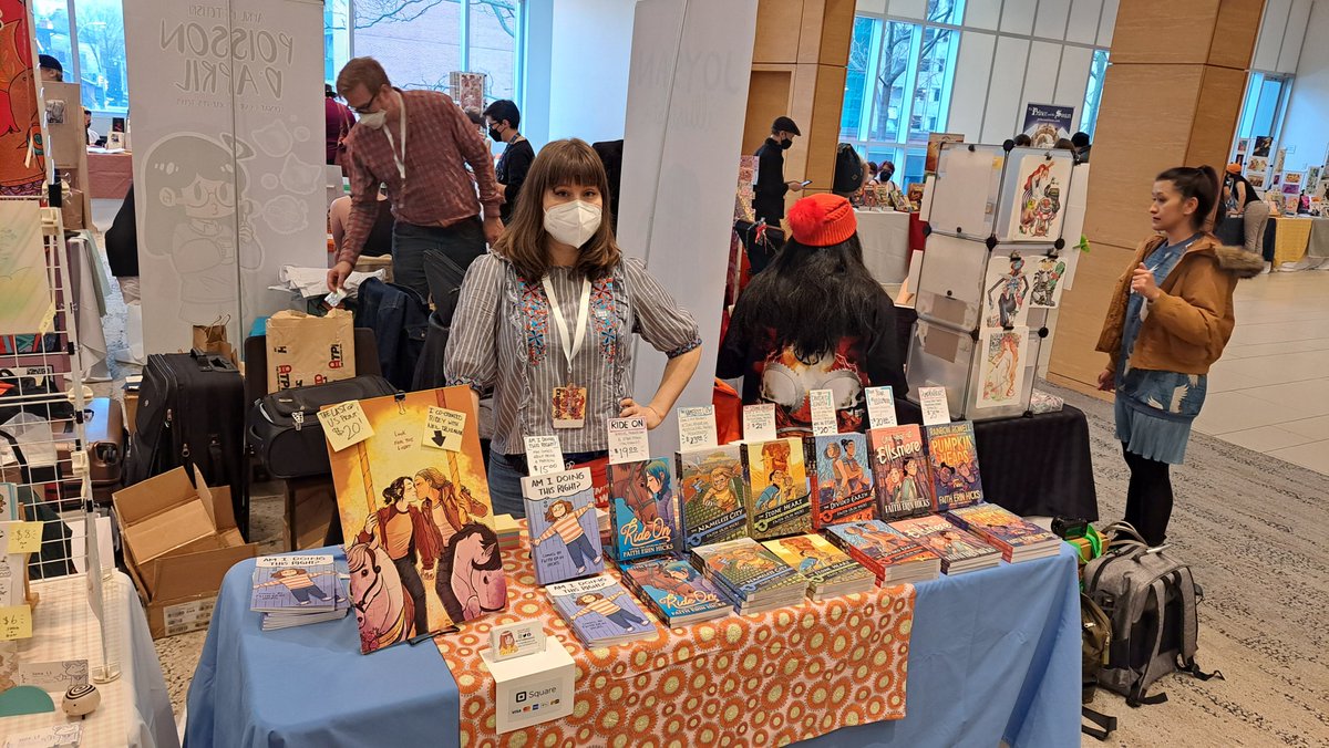 FaithErinHicks's tweet image. Finally set up at TCAF! Table 2062 in the Appel Salon! I have my books, mini comics &amp;amp; a Last of Us print available for sale! Come say hi! #TCAF2023