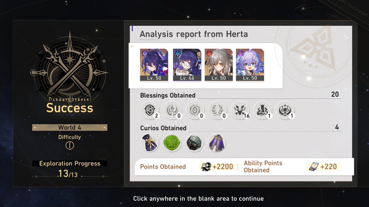 hadyunn's tweet image. World 4 Clear at Trailblazer level 31 :3 

I just wanna say that Fire MC is op LMAO
#HonkaiStarRail #BeBoundless