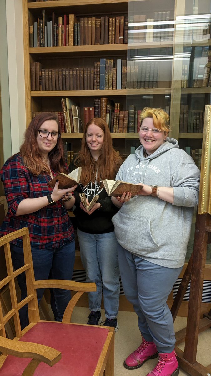 The real reason why the triple decker novel was created ... So that these three students from <a href="/YorkStJohn/">York St John University</a> could each hold a volume of Charlotte Dacre's 1806 edition of Zafloya! Had a very enjoyable workshop with creative writing students this morning. Thank you for visiting.