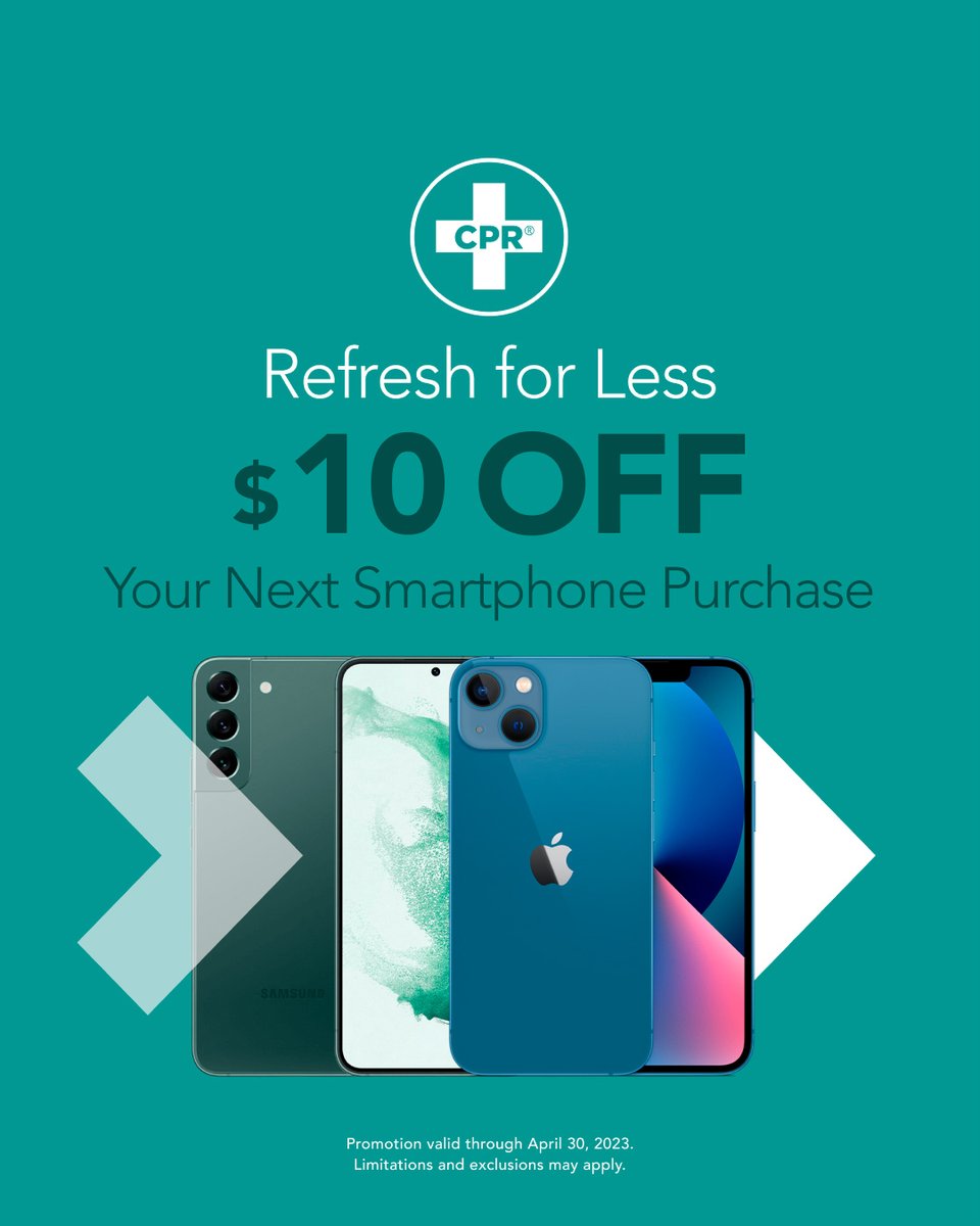 It’s your last chance to refresh for less! Hurry into CPR today to save $10 on your phone upgrade.

Claim your coupon: cellphonerepair.com/deal-of-the-mo…

#PhoneUpgrade #Smartphone