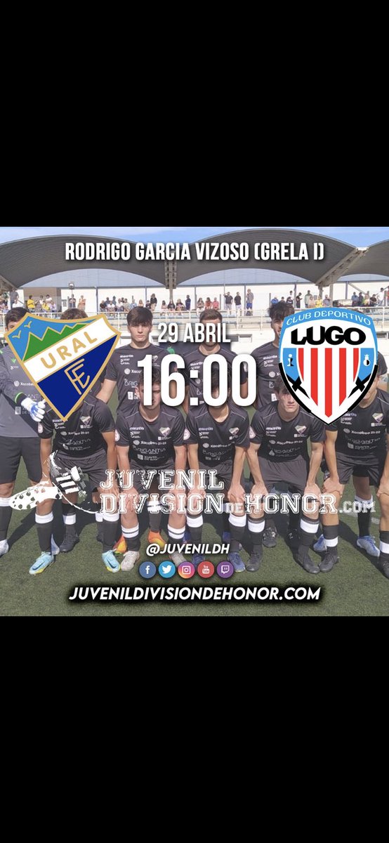 JuvenilDH's tweet photo. ☀️¡TARDE DE FÚTBOL EN CORUÑA! Tenemos partido en el DH1⚽️.

@uralEspanol🟢🟢 🆚 @CDLugo_FB 🔴⚪️

🏟 A Grela
⏰ 16:00

#JuvenilDH👟#DH1🏆
#somosverdes💚 #forzalugo

@DassFigueiras https://t.co/Jn7z05Ldq5