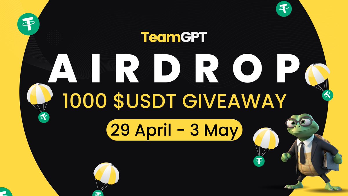 New airdrop: TeamGPT (USDT)
Total Reward: 1,000 USDT
Rate: ⭐️⭐️⭐️⭐️
Winners: 400 Random &amp; Top 20
Distribution: within a week after ends

Bot Airdrop Link: t.me/TeamGPTbot

#Airdrop #Airdrops #Airdropinspector #BSC #TeamGPT #USDT #Crypto #Bitcoin