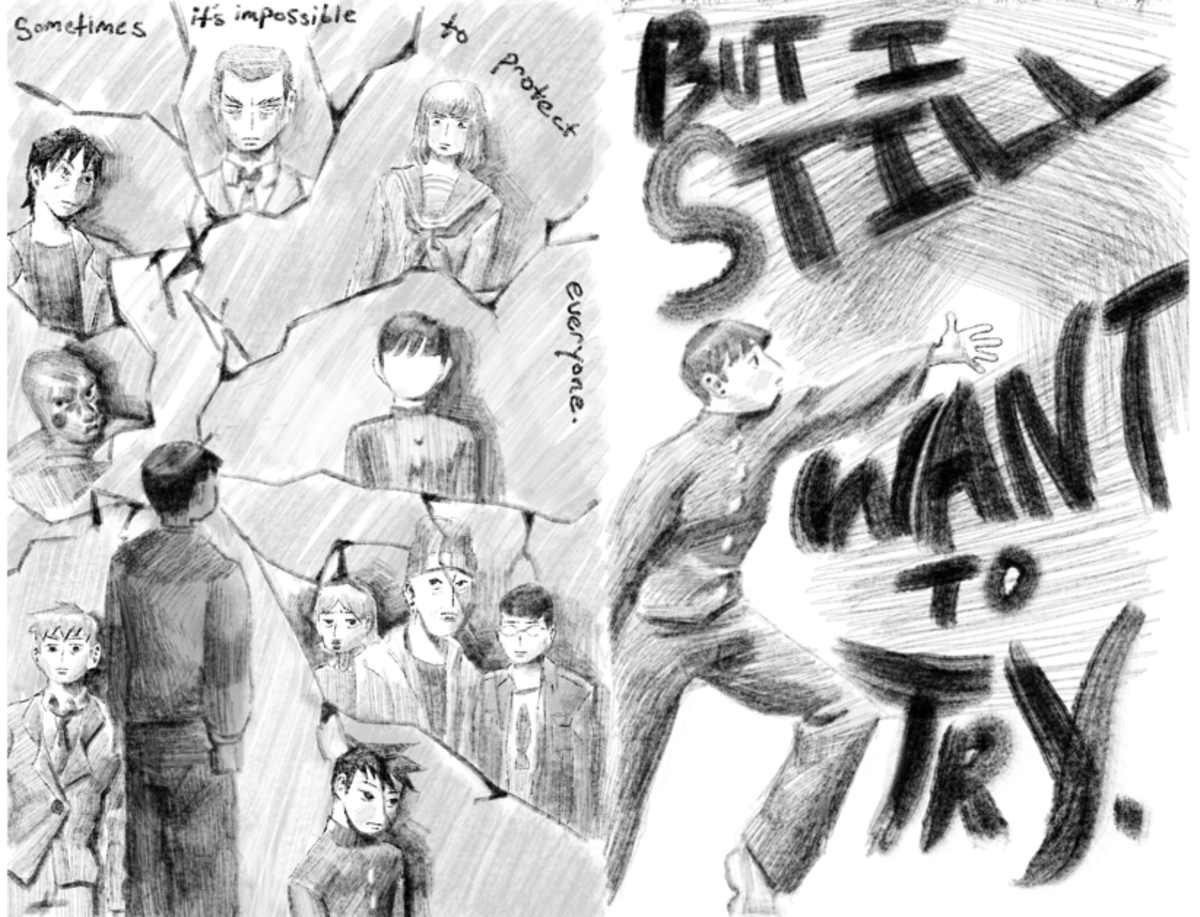 muckingup's tweet photo. ‘the world he can see is far bigger than ours.
curses and spirits are a part of mob’s daily life.
both the human and inhuman are equally close to him.’

a mini 6-page zine plus front and back covers, based on s2e3 of #mp100 https://t.co/bJiZ2TzQ5c
