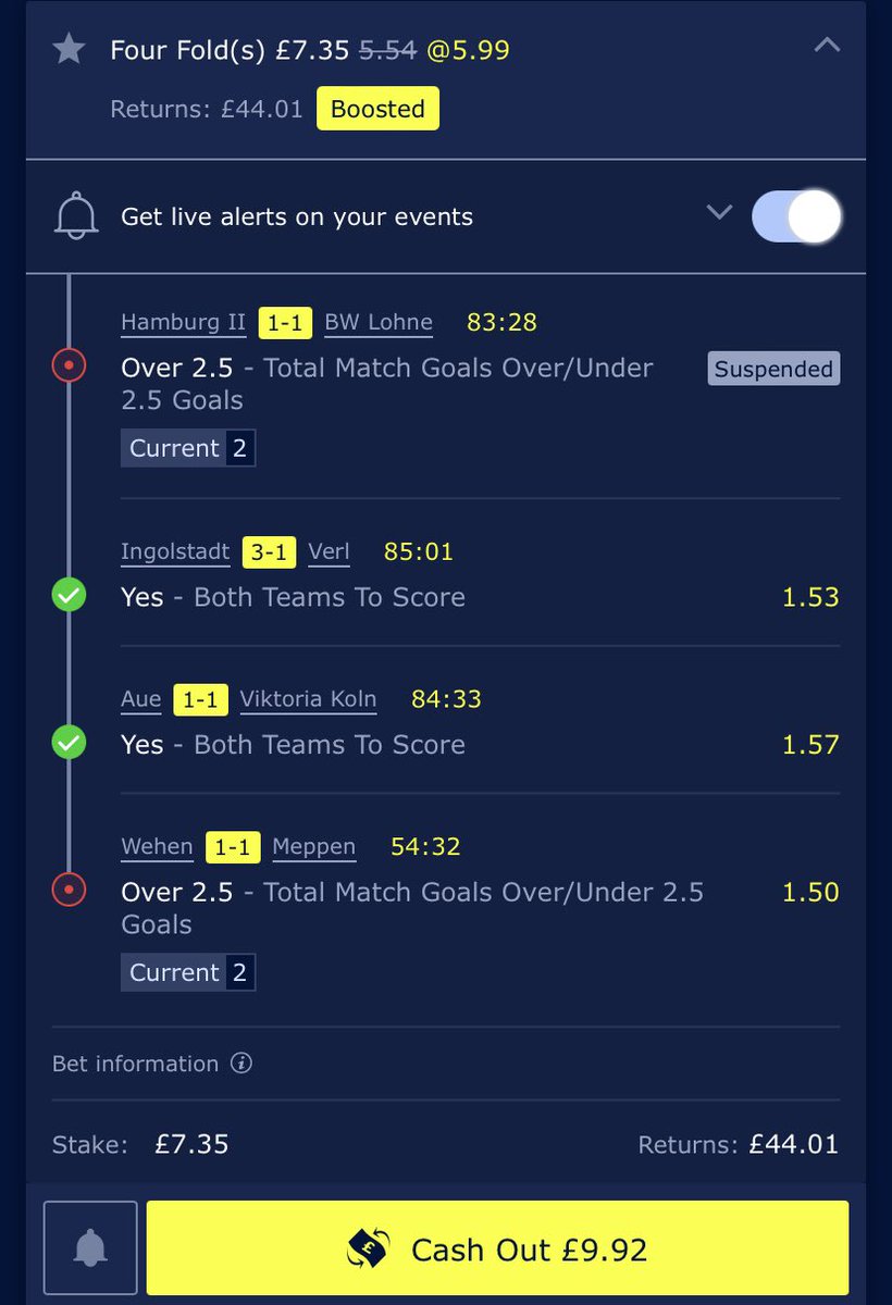 Goals Galore on Twitter "2 needed in early acca"