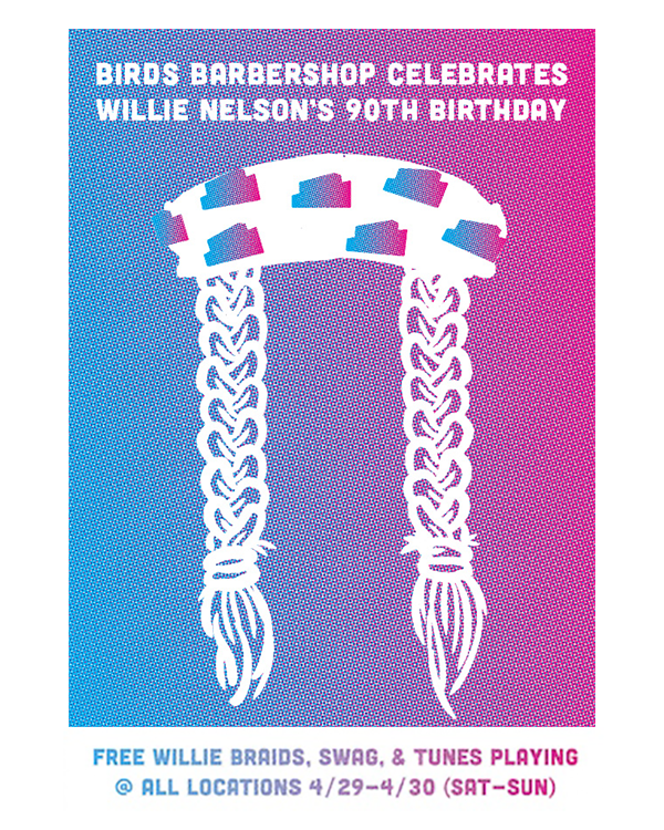 austinlocalbiz_'s tweet photo. Happy Birthday Willie! 'The patron saint of Austin' turns 90 today and @birdsbarbershop is going all out w/ weekend-long festivities! 🥳 Level up your haircut w/ free Willie braids and bandanas, and sip on drinks from Indy Brewing, Austin Eastciders and Rambler in a Willie koozie https://t.co/sGUWCRj04s