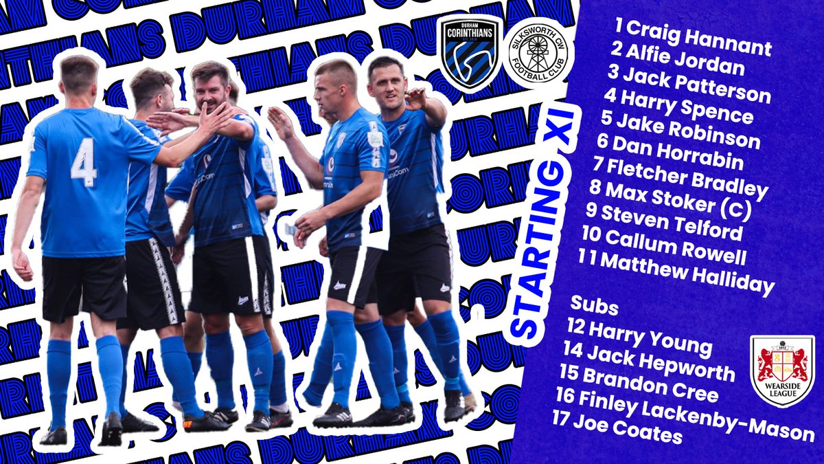 DurhamFC1st's tweet photo. This is how we line up this afternoon against @SilksworthCWFC with kick off ten minutes away. It is another young Corinthians line up with several of the under 18s and 16s in the match day squad. https://t.co/DIaqRh0QDs