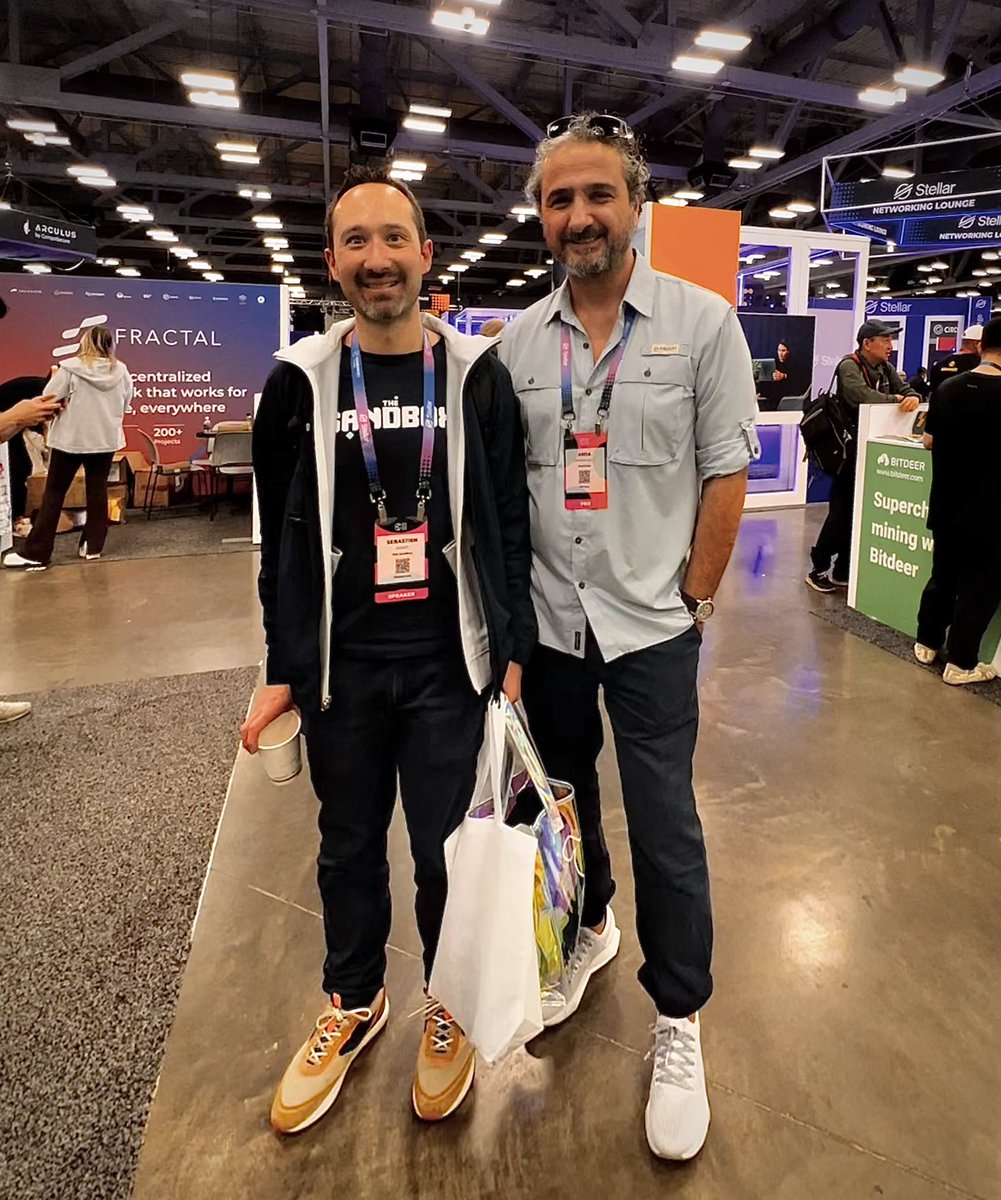 ardakert's tweet photo. It`s no secret that as @RealChainXYZ, we are bullish about @TheSandboxGame . We`ve been working closely with Sandbox team for a while and yesterday Sebastien @borgetsebastien & I could finally meet IRL too 🤝

We @RealChainXYZ are fully committed bringing a fresh breathe to the space by building our own Estate & offices in #Metaverse, and onboard “a new breed” of RE investors, brands and of course residents, by working hand in hand with our amazing community of real estate professionals - loading 🔜  #CyberAgents 😎 

I can`t wait to see how our partnership with @Sandbox turns out and showcase how we merge two realms: Web2 & Web3 ✨ IRL & URL ⚡️

#RealChain #FoundersClub #Sandbox #Metaverse #RealEstate #Web3 #community #Consensus2023