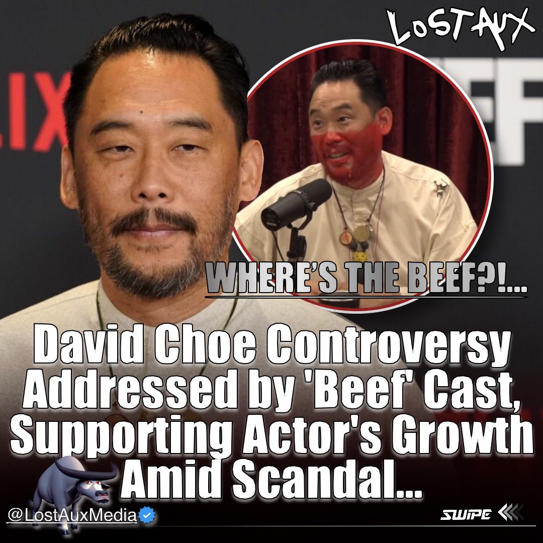 LostAuxMedia's tweet image. What are your thoughts on the "Beef" cast's response to the David Choe controversy? Do you think he deserves a second chance? Let us know in the comments below. 
•
•
#BeefNetflix #DavidChoe #SecondChances #rapist #wtf #LostAuxMedia