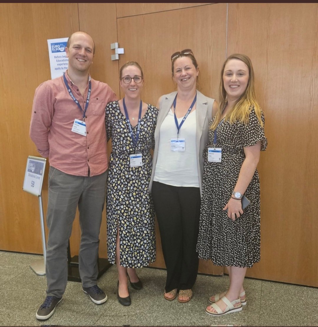 KathAtkin1's tweet photo. And thats a wrap for #EuroELSO2023 had a brilliant time, spent time with my MDT colleagues, got to meet and network with this lovely bunch of Physios @ClaireBphysio,@SuzeHutch @TomLunn4, learnt a lot now my brain hurts but its time to explore Lisbon a little more! https://t.co/0bajlhnaRU