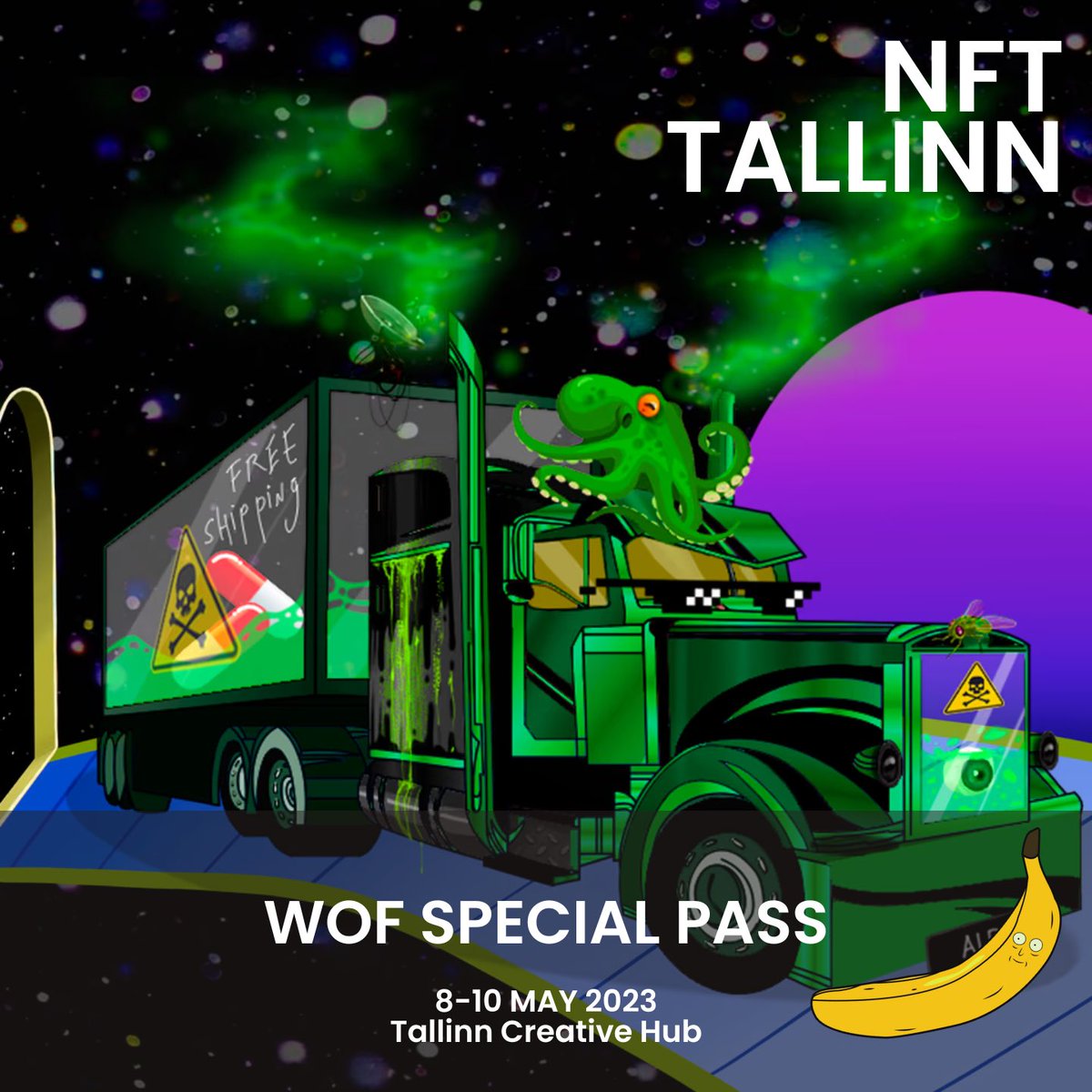 Don’t forget that you can claim FREE  TICKETS as the owner for the following NFTs

All of <a href="/yugalabs/">Yuga Labs</a> (e.g. <a href="/BoredApeYC/">Bored Ape Yacht Club 🍌</a>, @cryptopunksnfts, <a href="/MeebitsNFTs/">Meebits</a> &amp; <a href="/OthersideMeta/">Othersidemeta</a>)

All of <a href="/proof_xyz/">PROOF</a> (e.g. <a href="/moonbirds/">Moonbirds</a> &amp; <a href="/oddities_xyz/">Moonbirds Oddities</a>)

<a href="/we_are_BasedAF/">BasedHeads</a>

And, of course…
<a href="/WorldOfFreight/">World of Freight</a>