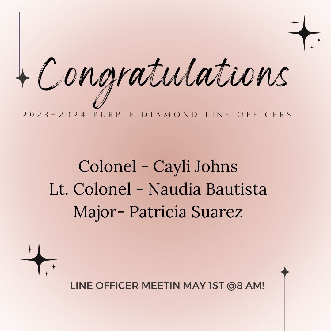 asengsouvanh's tweet photo. Congratulations to the Purple Diamonds Line and Social Officers!! We are excited to start the year with you as our leaders! 💜 https://t.co/tMFkC0oQsU