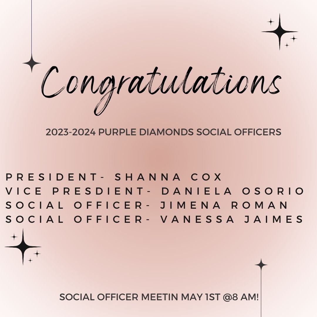 asengsouvanh's tweet photo. Congratulations to the Purple Diamonds Line and Social Officers!! We are excited to start the year with you as our leaders! 💜 https://t.co/tMFkC0oQsU