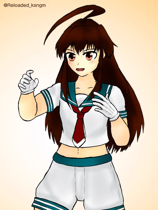 ファイティング・球磨ちゃん #艦これ版深夜の真剣お絵描き60分一本勝負 #艦これ版真剣お絵描き60分一本勝負_20230429