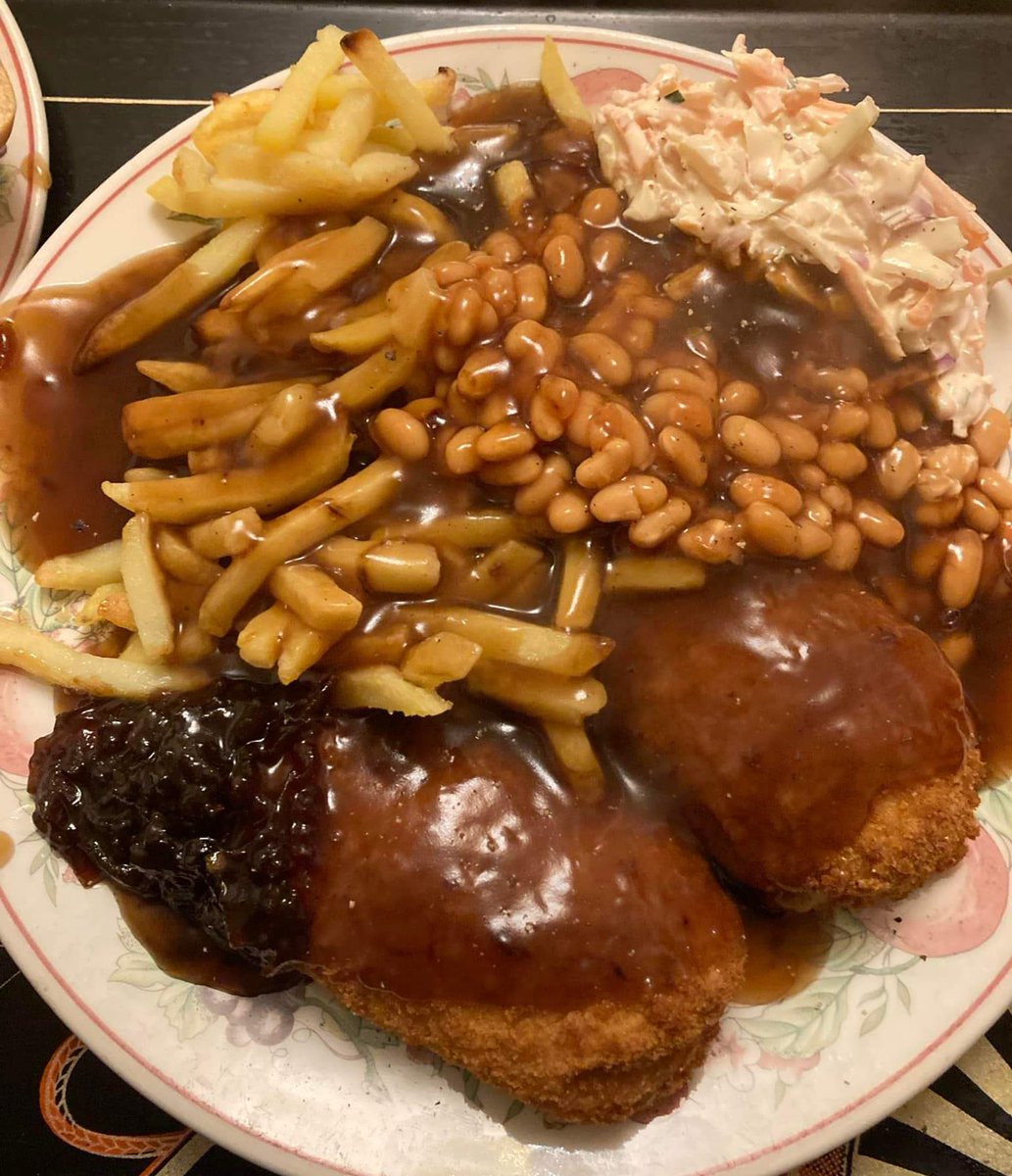 Dinner with Beans on Twitter "Chicken Kiev, Chips, Coleslaw, Beans and