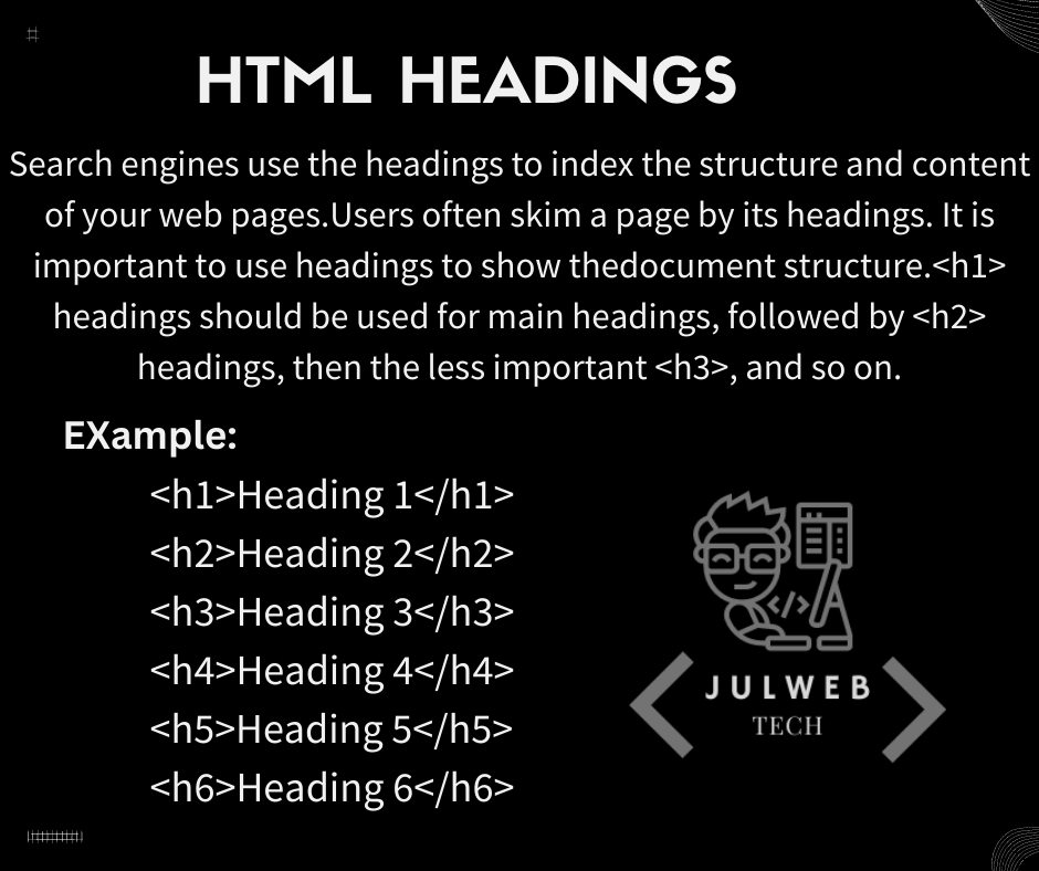 JulwebTech's tweet image. HTML Headings
#HTML
#webdevelopment
#Webdesign
#FrontEndDeveloper
Our Community Group: facebook.com/groups/4657258…
LinkedIn: linkedin.com/in/julwebtech/