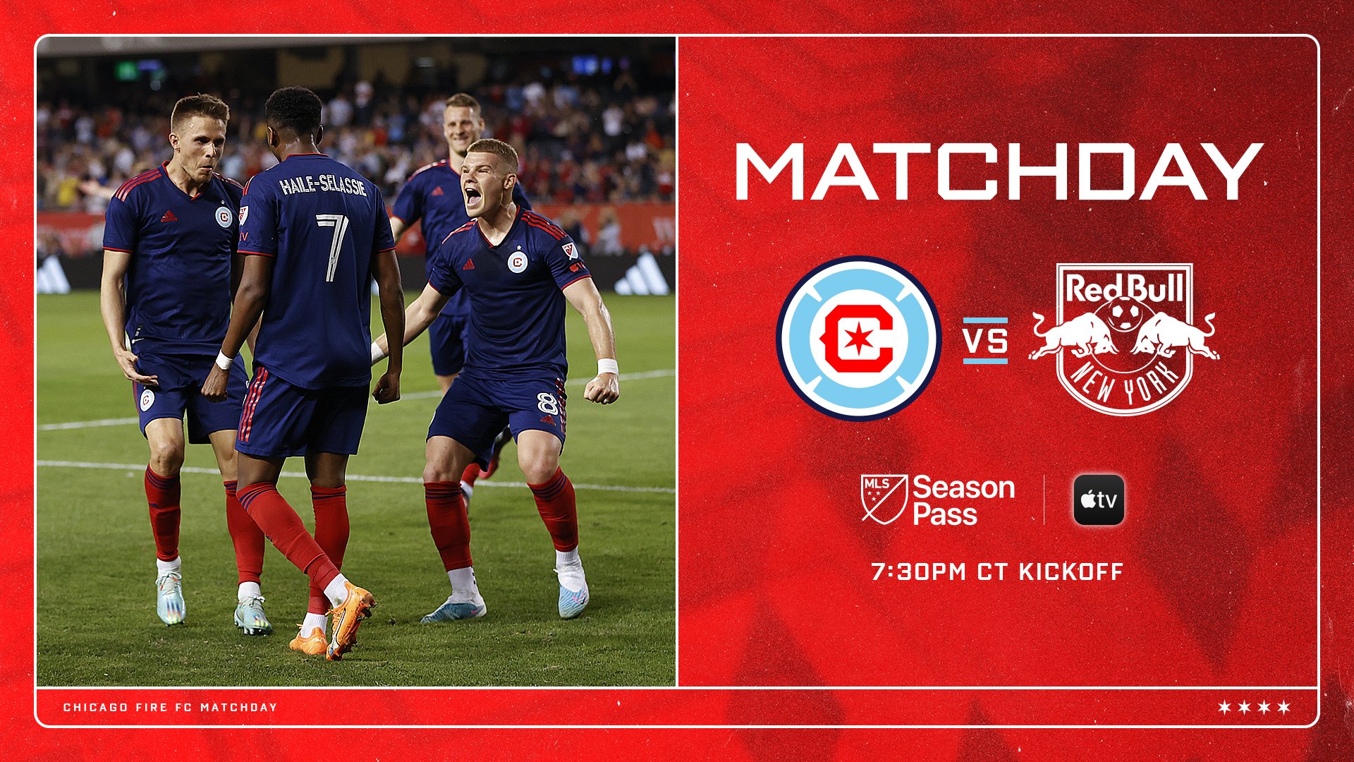 Chicago Fire FC on X: 📍 @SoldierField 🆚 NYRB ⏰ 7:30 PM CT 🎟️   📺    / X