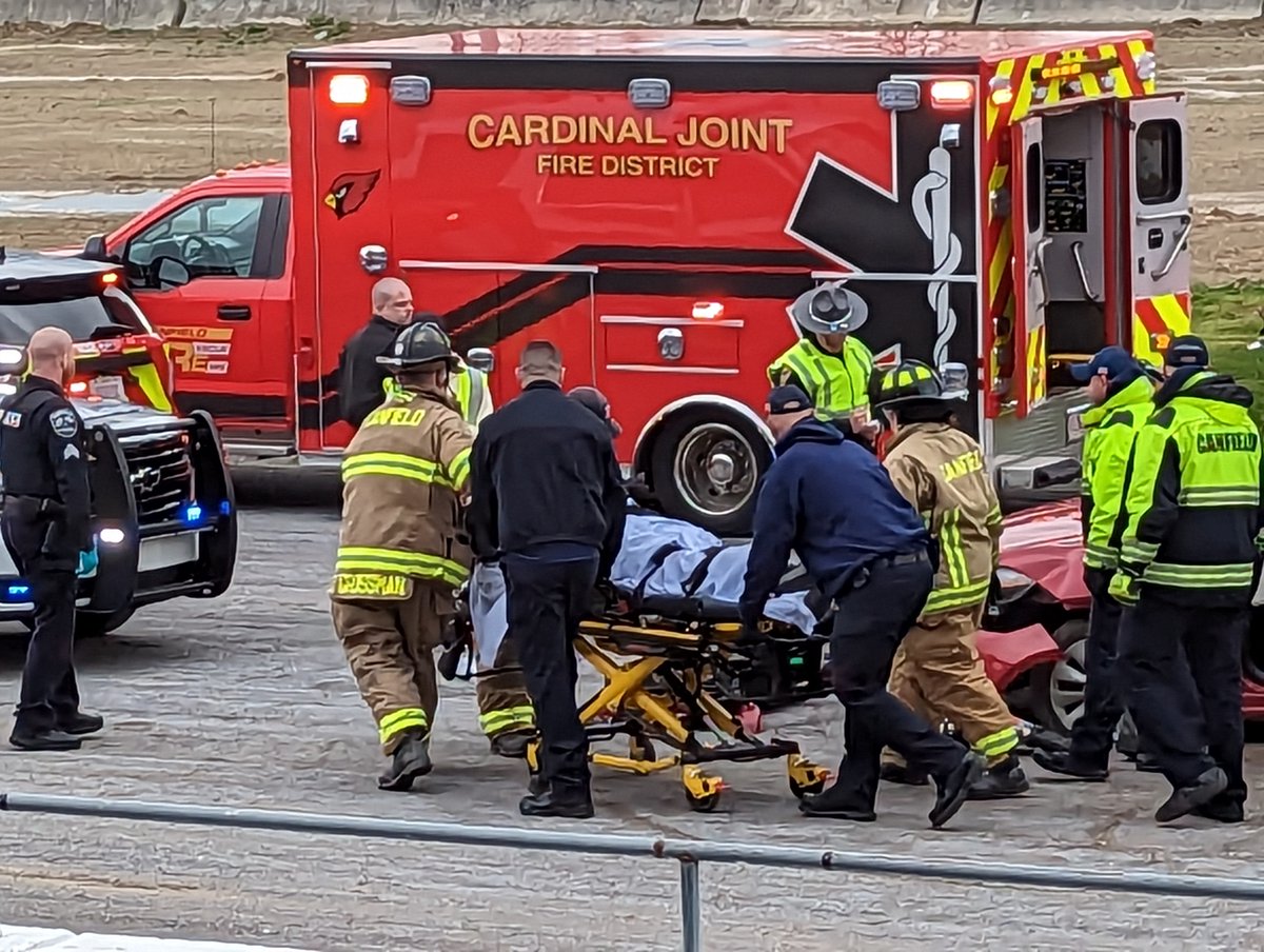 CanfieldPolice's tweet photo. We’d like to thank the students from MCCTC, Canfield, and surrounding communities for attending the mock crash event held at the @CanfieldFair Fairgrounds on Monday. School officials provided an estimate of approximately 800 student attendees! https://t.co/9CVpYfO7bS
