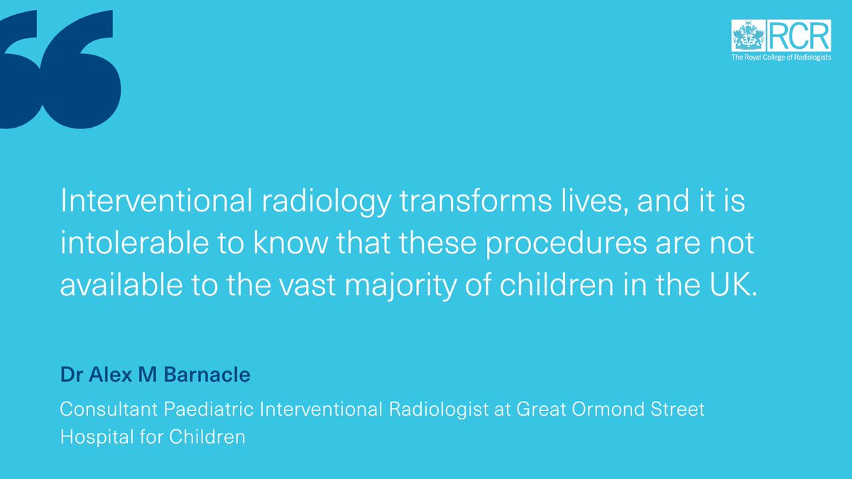 The Royal College of Radiologists (@rcradiologists) on Twitter photo Paediatric interventional radiology vastly improves the range, efficiency and quality of paediatric care.
We’re calling for an increased focus on this vital service and action to ensure good PIR provision for all children who need it ⬇️
rcr.ac.uk/pir
<a href="/BarnacleAlex/">Dr Alex Barnacle</a> Paediatric interventional radiology vastly improves the range, efficiency and quality of paediatric care.
We’re calling for an increased focus on this vital service and action to ensure good PIR provision for all children who need it ⬇️
rcr.ac.uk/pir
<a href="/BarnacleAlex/">Dr Alex Barnacle</a>