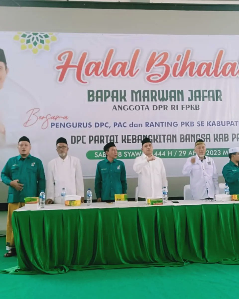 Halal bi halal Bpk <a href="/marwan_jafar/">Marwan Jafar</a> bersama Pengurus Ranting, DPAC, dan DPC PKB Kabupaten Pati, merajut silaturrahim menuju kemenangan 2024
<a href="/DPP_PKB/">DPP PKB</a> 
<a href="/cakimiNOW/">A Muhaimin Iskandar</a>