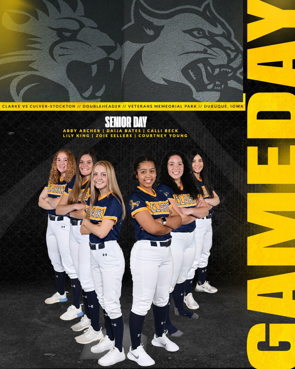 SENIOR DAY! 

The Pride host the Wildcats on the final day of the regular season as CU will honor their 2023 senior class prior to first pitch!

📊 (Game 1) ➡️ bit.ly/40QmXIz

📊 (Game 2) ➡️ bit.ly/40PvVFC

💻 ➡️ bit.ly/3ViKAIh

#ClarkePride