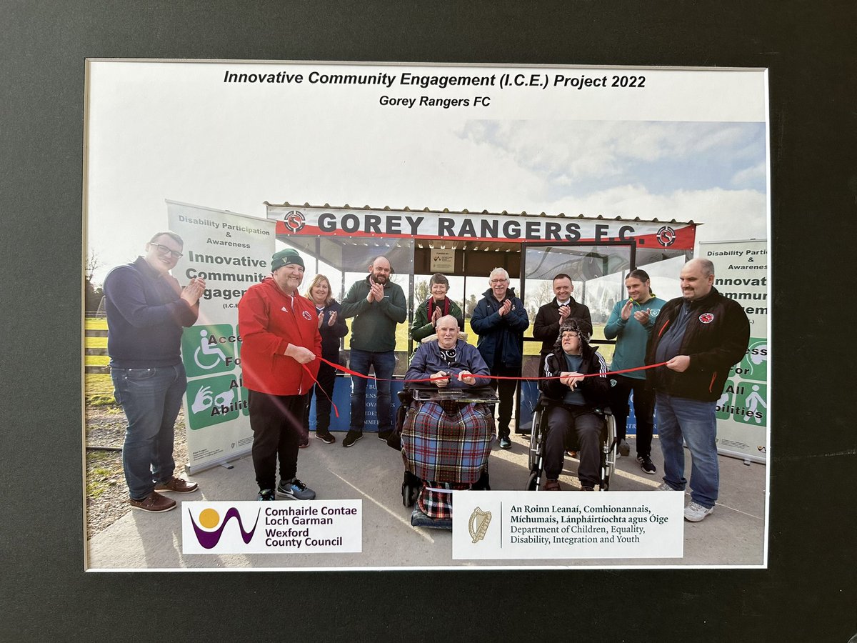 GoreyRangers's tweet photo. Some fantastic photos of the opening of our new wheelchair friendly viewing area in ramstown. We’d like to thank everyone who made this happen. It’s a great asset to the club. FAI WexfordWexford and District Schoolboys leagueWexford Football League https://t.co/xUDW1pPRo9