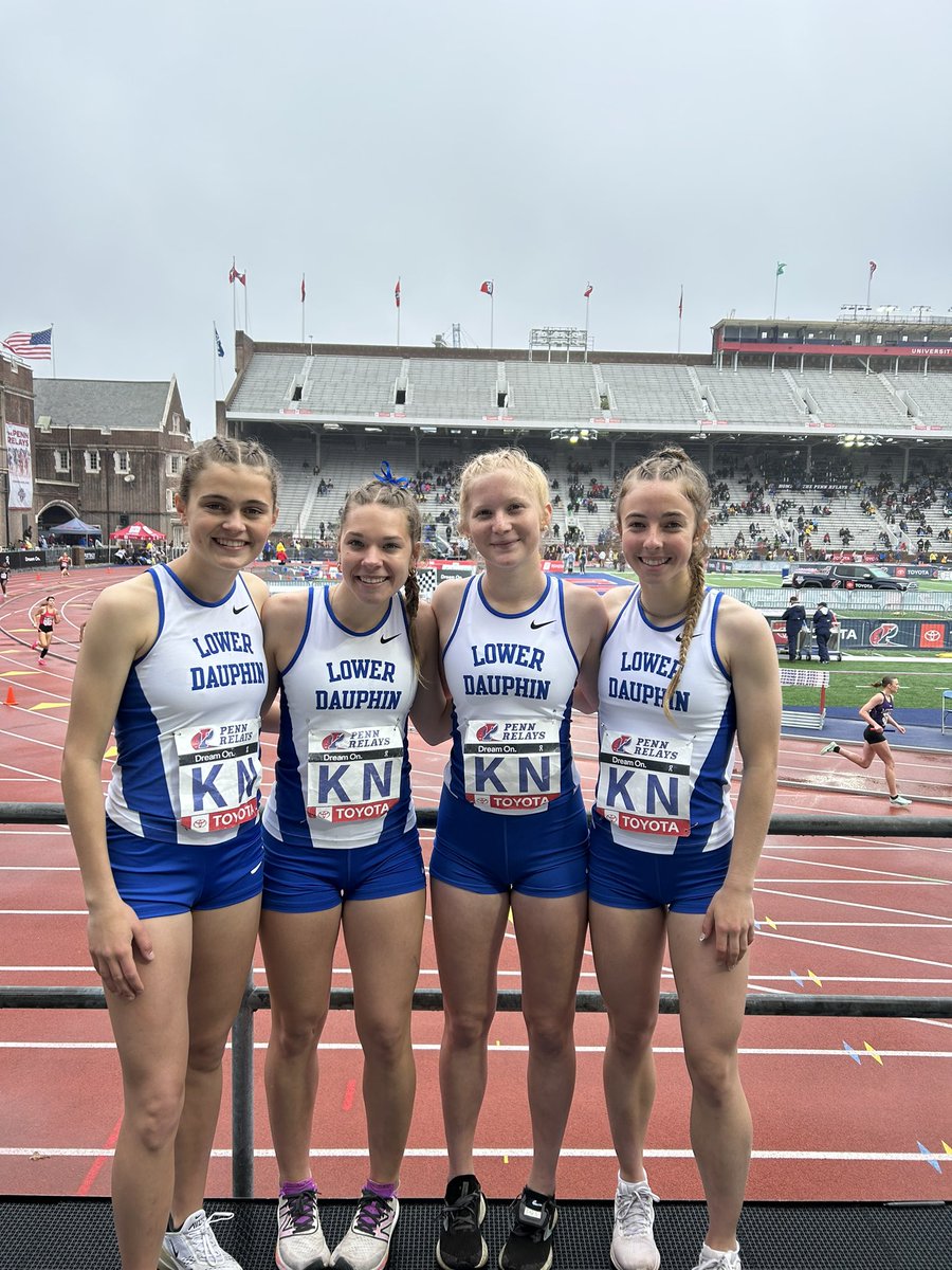 After the finish. Nice end to the Penn Relays.