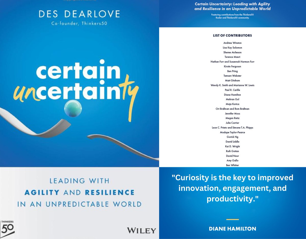 DrDianeHamilton's tweet photo. An excellent new book from @thinkers50, Wiley, and Des Dearlove, including chapters written by incredible global thinkers, comes out May 2. I am honored to have had the opportunity to submit Chapter 11 regarding developing curiosity at work  https://t.co/IRt2xwW8JC #curiositycode https://t.co/wCsmyBsqs0