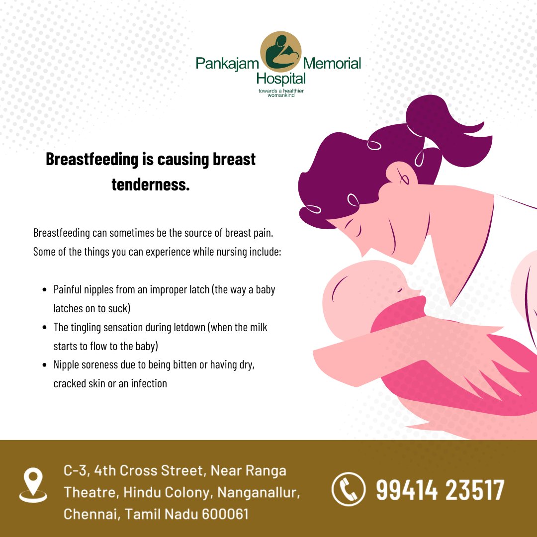 pmhdigital's tweet photo. Breast tenderness is a common experience for many breastfeeding mothers, especially during the first few weeks of breastfeeding.

#Breasttenderness #PankajamMemorialHospital

- Pankajam Memorial Hospital, Chennai. https://t.co/oTwkfsmwuh
