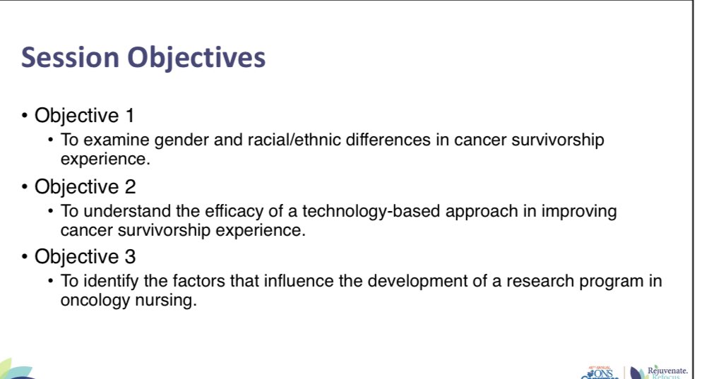 DarcyBurbage's tweet photo. #DrEunOkIm Improving racial/ethnic minorities cancer survivorship experiences using computer &amp; mobile technology. Flexibility w/24 hr access essential in order for participants to use technology &amp; find value in interventions #ONSCongress @oncologynursing https://t.co/9GE174r7Rh