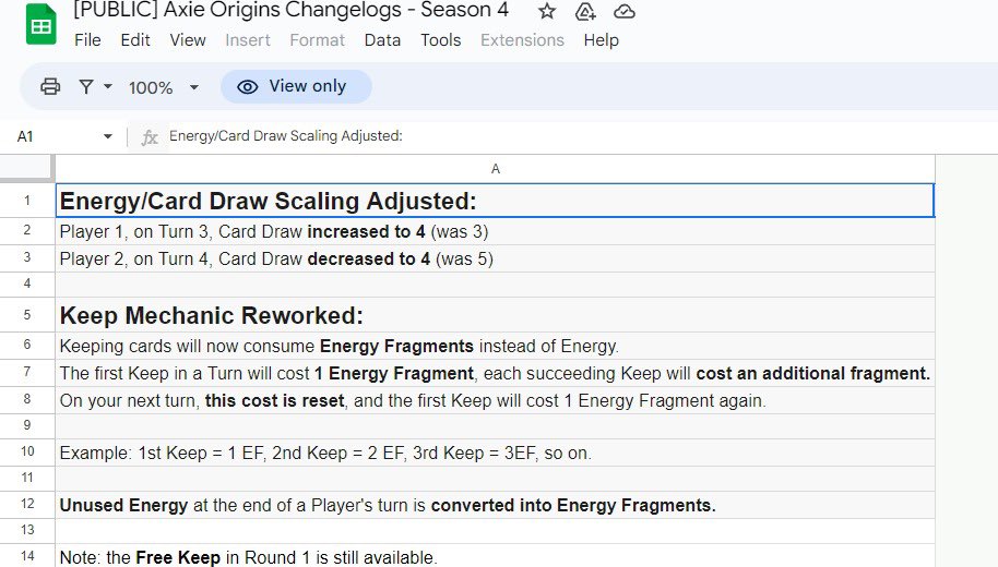 Cambio fundamental al sistema core de energia en Axie

Keep cuesta FRAGMENTOS, la energía no usada no se pierde, y en turno 3 y 4 hay mas draw

Se acaba de abrir una puerta gigante para más combos, en donde guardarte cartas es mas facil y farmear fragmentos es mejor para todos