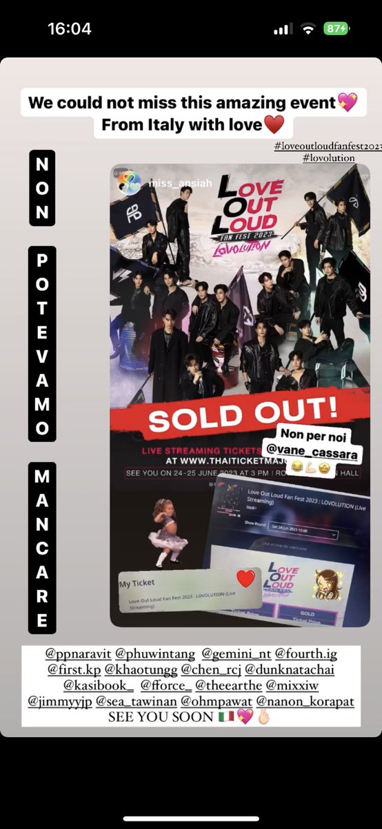 Vani092's tweet image. Non potevamo mancare di certo! 
We could not miss 💖🇮🇹 

#loveoutloudfanfest2023 #lovolution #gmmtv #lol