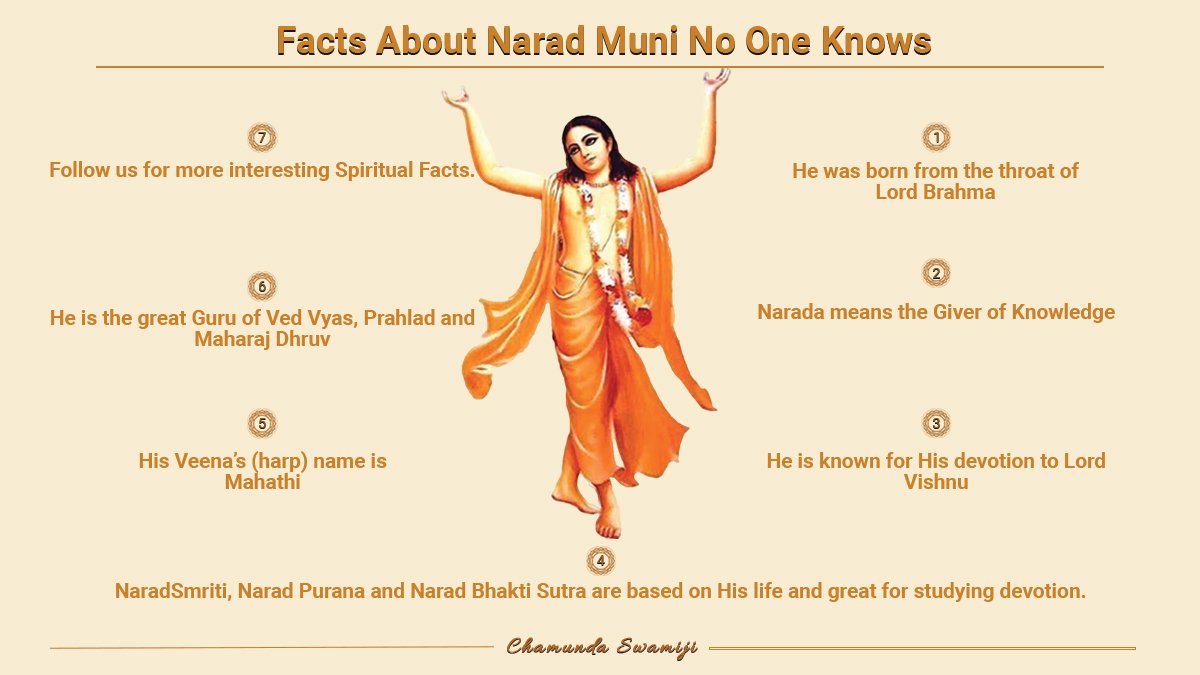 chamundaswami_'s tweet photo. We would urge you to read the Narad Smriti, the Narad Purana and the Narad Bhakti to understand the depth of His devotion, this will in turn help you connect more with your Ishta (primary deity) of worship. 

#NaradMuni #Infographic #NaradaPurana https://t.co/NApgzt4vyS